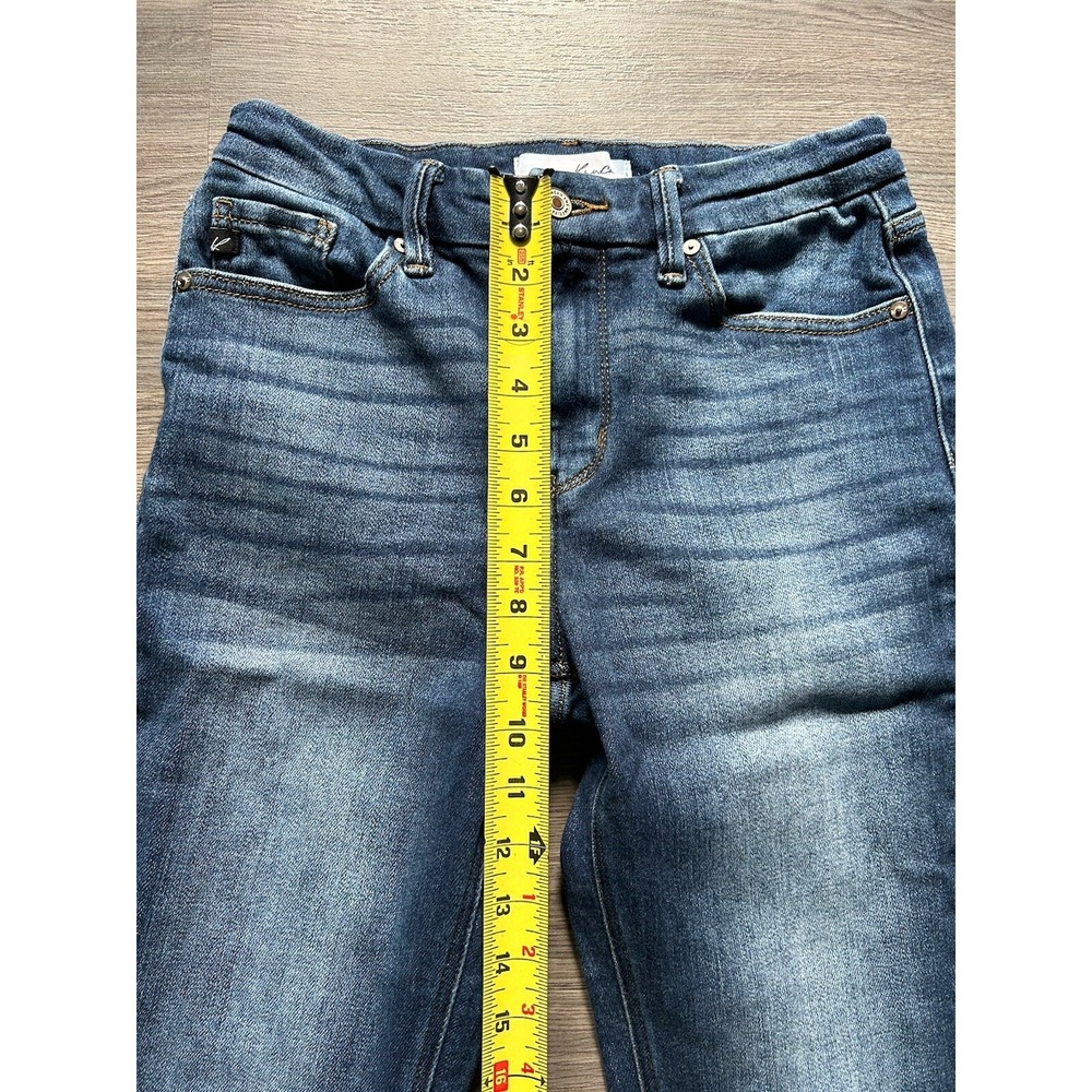 Womens Kancan Stella Distressed Denim Blue Skinny Jeans Size 7/27 Raw Hem Dark - Picture 2 of 7